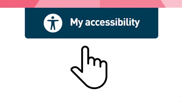 A graphic of a hand pointing towards a button that says ' My accessibility'.